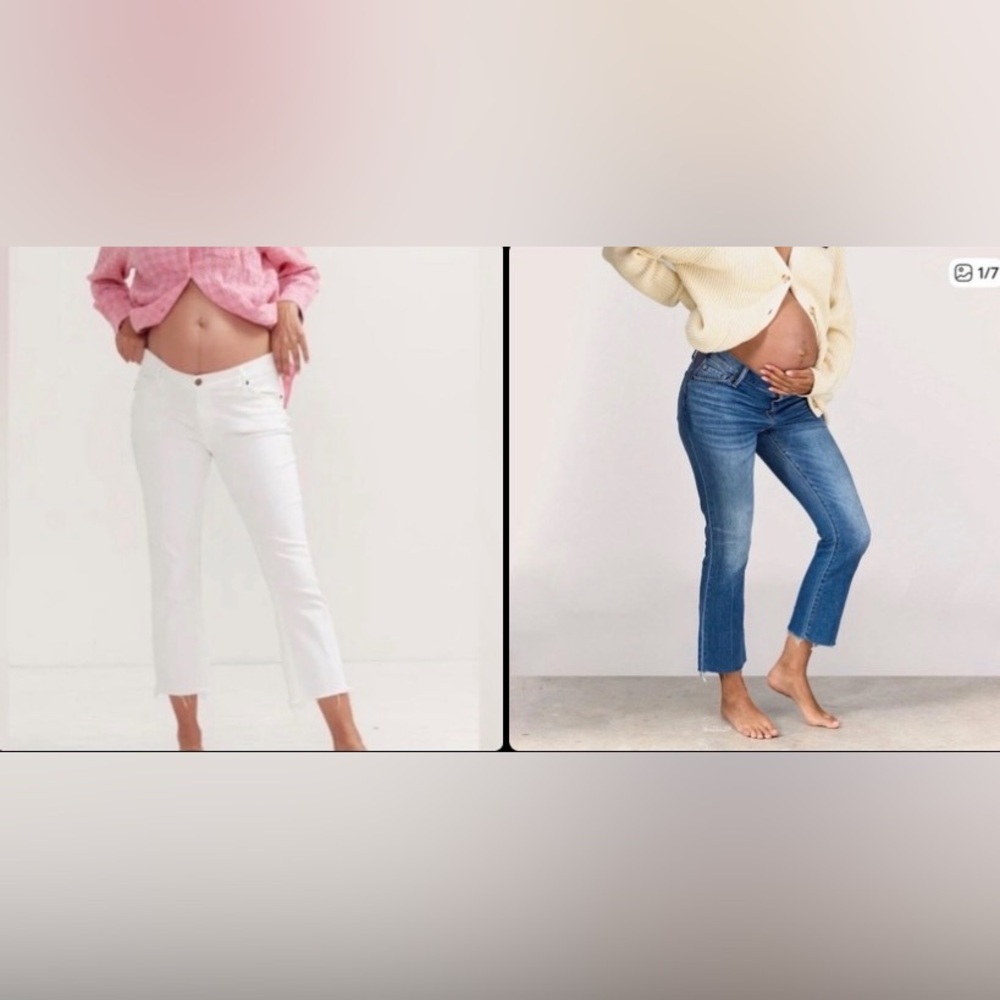 Hatch Collection Jeans in Indigo and White Cropped Ankle Jeans - 28